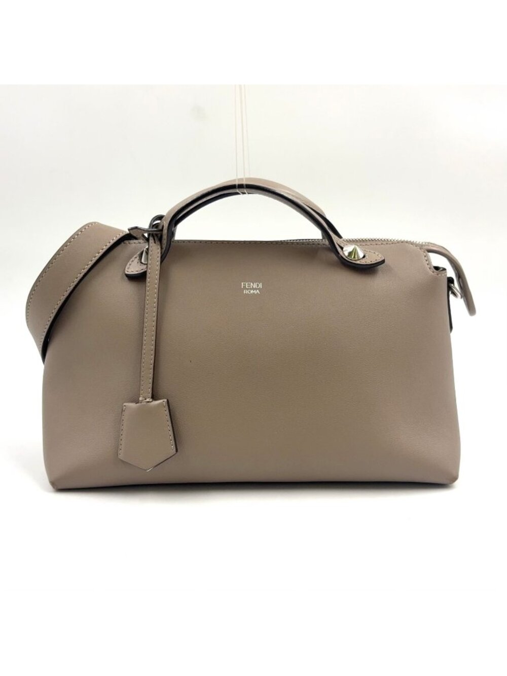 Fendi by the Way 2-Way Shoulder Calfskin Beige Handbag Silver